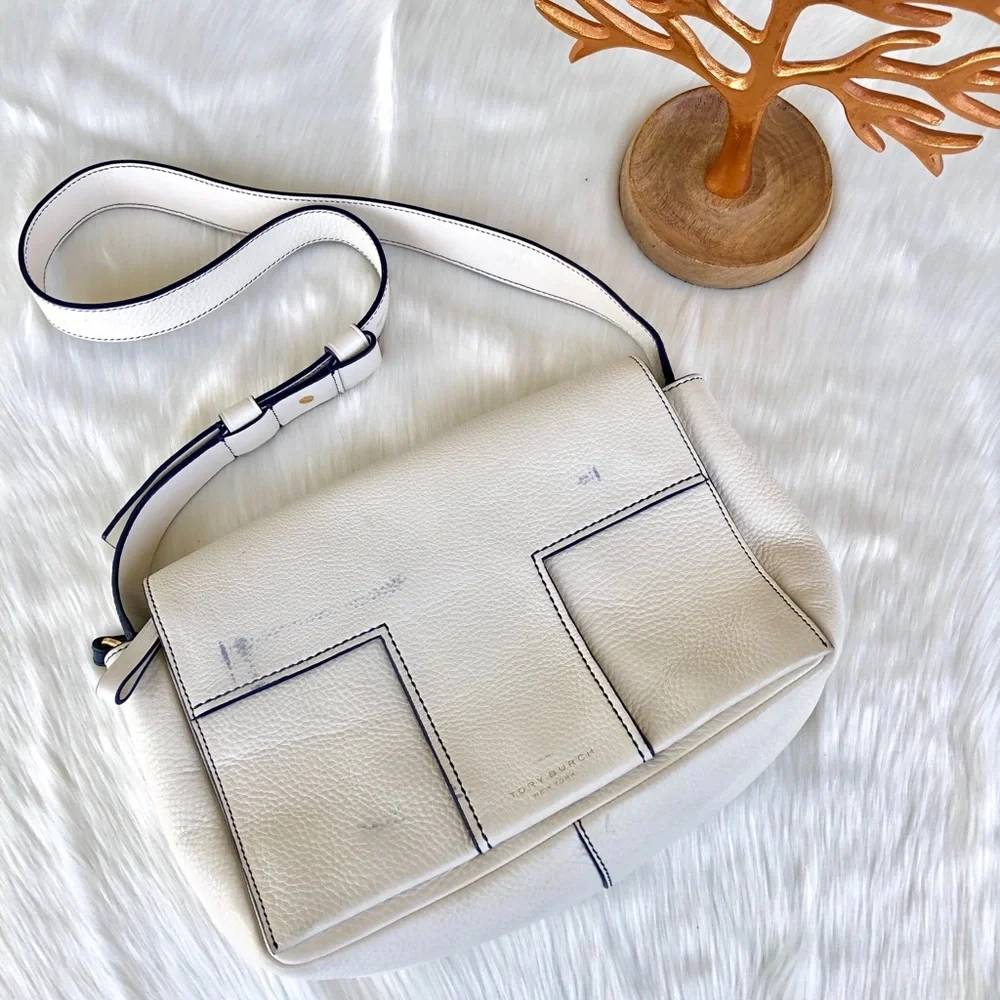 Tory Burch Block-T Pebbled Savannah Satchel